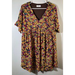 Womens Emily Wonder Floral‎ Dress V Neck Short Sleeve Knee Length Lined S
